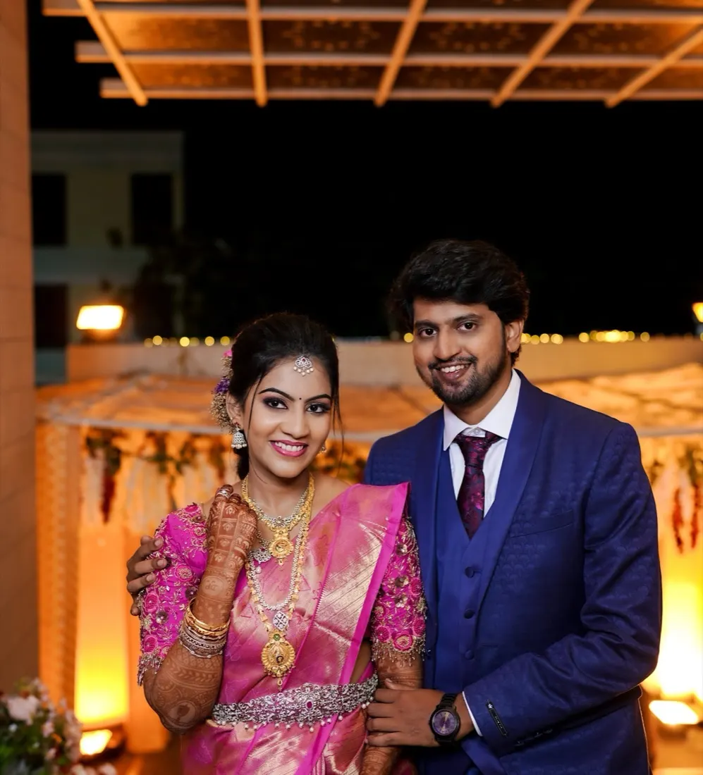 Bride and groom together at their reception